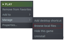 Steam view local files example.